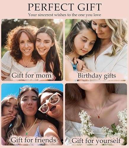 FUNEIA Diamond Necklaces for Women 14K Gold Plated Emerald Birthstone Necklace for Women Mothers Dainty Gold Necklace Blue Green Cubic Zirconia Pendant Necklace Birthday Gifts for Women Jewelry thumbnail 4