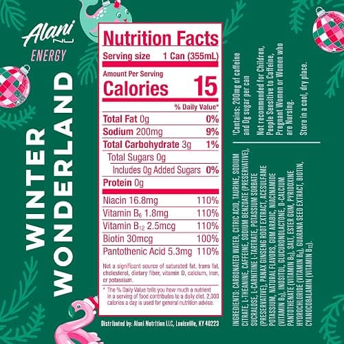 Alani Nu WINTER WONDERLAND Sugar Free, Low Calorie Energy Drinks, 200mg Caffeine, Biotin B Vitamins, Zero Sugar, 10 Calories, 12 Fl Oz Cans, 24 Pack thumbnail 2