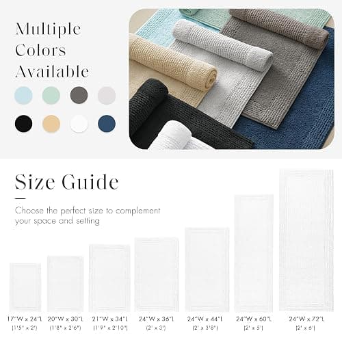 Madison Park Splendor Reversible 100% Cotton Tufted Bathroom Rug-3000 GSM Hotel Quality Luxurious Plush Medium Pile Bath Mat Absorbent, Quick Dry, Shower Room Décor, 21x34, White thumbnail 5
