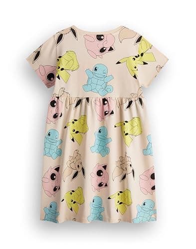 Pokemon Girls Dress Pack of 2 | Dark Grey & Tan Short Sleeve Summer Dresses Graphic Daywear - 7-8 Years thumbnail 6