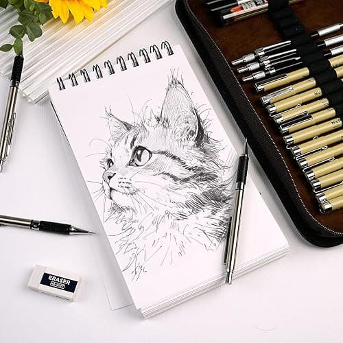 Nicpro 58PCS Art Drawing Supplies Kit, Leather Case, Art Supplies for Adult | Sketching Kit with 12 Micron Pen, 6 Art Mechanical Pencil Set 0.3-2mm, 100 Sheets Sketch Book, Best Gift for Artist Teen thumbnail 8