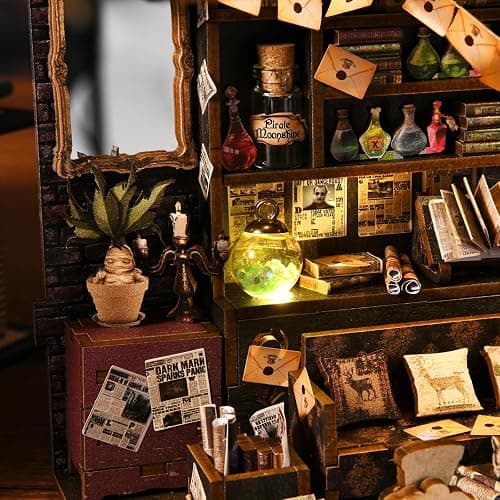 ETKVR Book Nook Kit - DIY Miniature House Dollhouse Kit 3D Puzzles for Adults, Gifts for Family and Friends Bookshelf Decor Tiny House Model Build with Dust Cover thumbnail 3