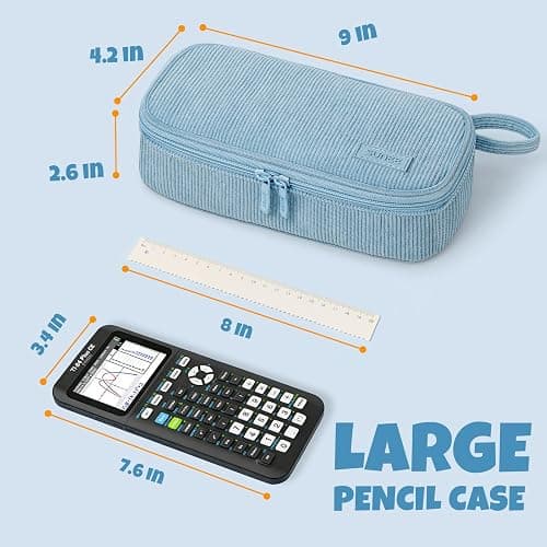 SUNEE Cute Pencil Case, Large Capacity Pencil Pouch Aesthetic Zipper Pencil Bag, Big Storage Pen Organizer for Stationery, Soft Corduroy Pencil Box Back to School Supplies for Teen Girls Boys, Blue thumbnail 6