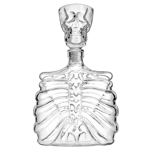 Godinger Whiskey Decanter and Shot Glass, Skull Skeleton Decanter, Halloween Decor, Skeleton Decorations, Liquor Decanter and Whiskey Glass Shot Glass Set, Halloween Decorations - 32oz thumbnail 3