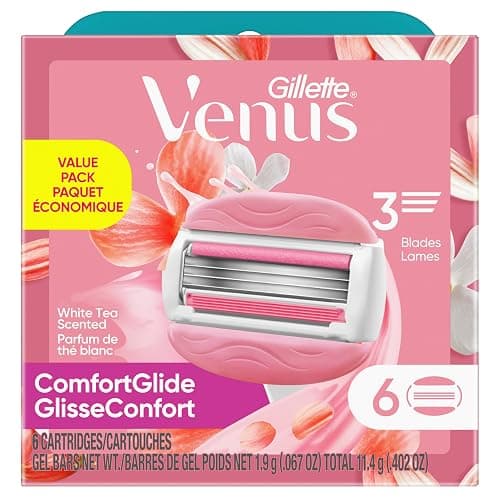 Gillette Venus ComfortGlide White Tea Women's Razor Blades, 3-Blade Razor Refills, 6 Count thumbnail 9
