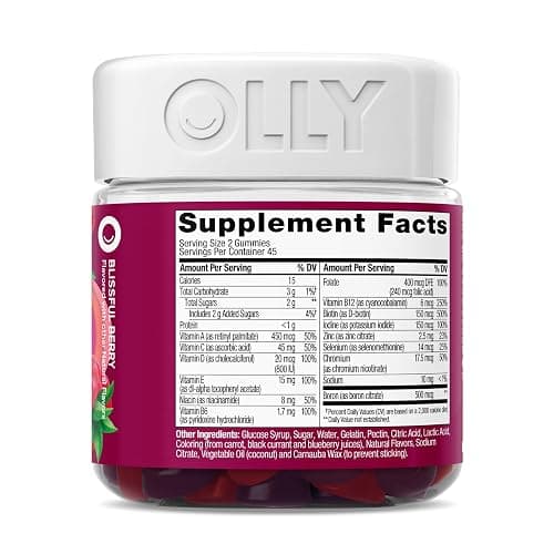 OLLY Women's Multivitamin Gummy, Women's Overall Wellness,* Vitamins A, C, D, E, Biotin, Folic Acid, Adult Chewable Supplement, Berry Flavored, 45 Day Supply - 90 Count thumbnail 10
