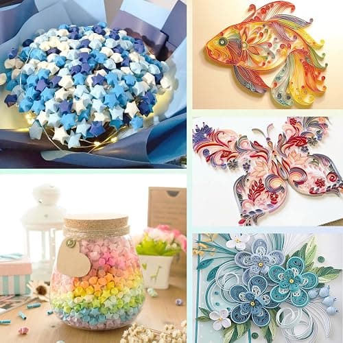 Phinus 2060 Sheets Origami Paper - 27 Color Assortment, Double Sided Star Paper Strips for DIY Hand Art Crafts thumbnail 7