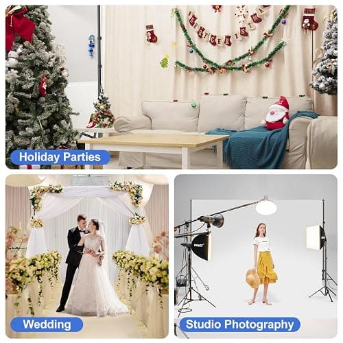 EMART Backdrop Stand 10x7ft(WxH) Photo Studio Adjustable Background Stand Support kit with 2 Crossbars, 8 Clamps, 2 Sandbags and Carry Bag for Parties, Events Decoration, Wedding, Photography thumbnail 6