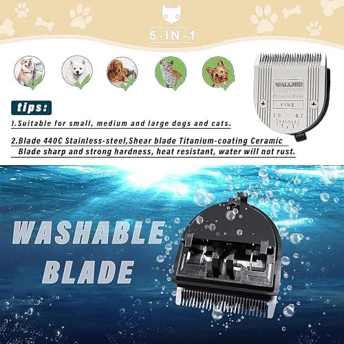 3 Pack Detachable Adjustable Pet Dog Grooming Clipper 5-in-1 Blade Compatible with WAHL Professional Animal Blade Arco, Bravura, Chromado, Creativa, Figura, and Motion Pet, Dog, and Horse Clippers thumbnail 5