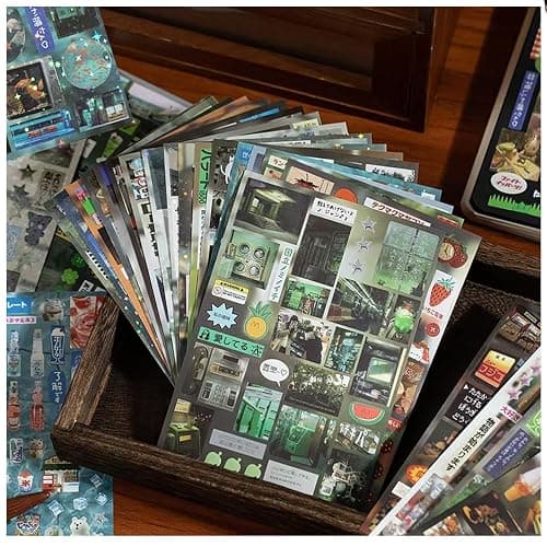 990PCS Japanese Stickers for Scrapbooking Supplies, 30 Sheets Retro Life Themed Kawaii Japanese Sticker Book for Journaling, Junk Journal Supplies, Planner, DIY Crafts (Frost) thumbnail 7