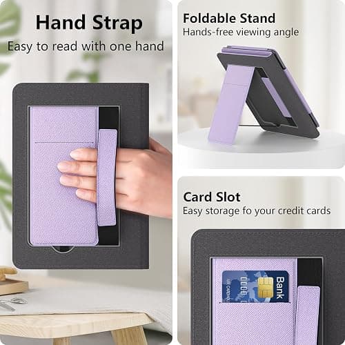 Lainergie Ebook Case with Stand and Hand Strap,Incompatible Alcatel TCL, Light Purple thumbnail 2