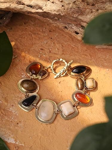 MINACHI Geometric Metal Stone Bracelets, Trendy Personality Jewelry for Women thumbnail 7