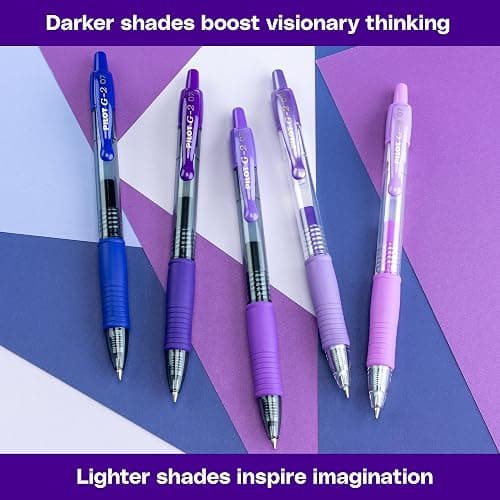 PILOT G2 Premium Gel Roller Pens, G2 Boost Purple, Fine Point 0.7mm, 8-Pack | The colors of creativity, assorted black, grey & purple ink pens, fine point pen 0.7 mm, rolling ball, & contoured grip thumbnail 5
