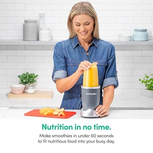 nutribullet Personal Blender, Shakes, Smoothies, Food Prep, and Frozen Blending, 24 Ounces, 600 Watt, Gray, NBR-0601WM thumbnail 2
