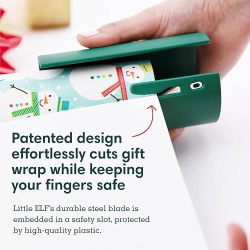 Little ELF Wrapping Paper Cutter (2-Pack) | As seen on Shark Tank | Made in USA | Green | Holiday Gift Wrap Paper Roll Holder and Cutter thumbnail 6