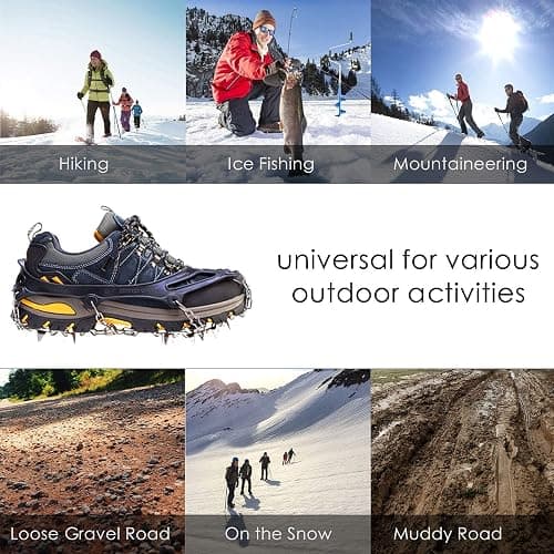 Crampons Ice Cleats Traction Snow Grips for Boots Shoes Women Men Kids Anti Slip 19 Stainless Steel Spikes Safe Protect for Hiking Fishing Walking Climbing Mountaineering thumbnail 5