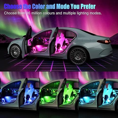 Honalia Car LED Lights Interior, RGB Interior Car Lights with App Control and Music Sync, USB Under Dash LED Lights for Jeeps Trucks SUVs, DC 5V thumbnail 2