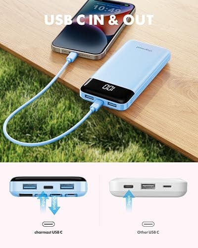 Charmast Portable Charger with Built in Cables, Power Bank with Cords Wires, Slim 10000mAh Travel Battery Pack 6 Outputs 3 Inputs 3A Fast Charging for Samsung Google Pixel LG Moto iPhone iPad thumbnail 8