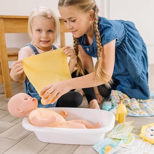 Melissa & Doug Mine to Love Deluxe Baby Care Play Set (48 Pieces – Doll + Accessories to Feed, Bathe, Change, and Cuddle) thumbnail 2