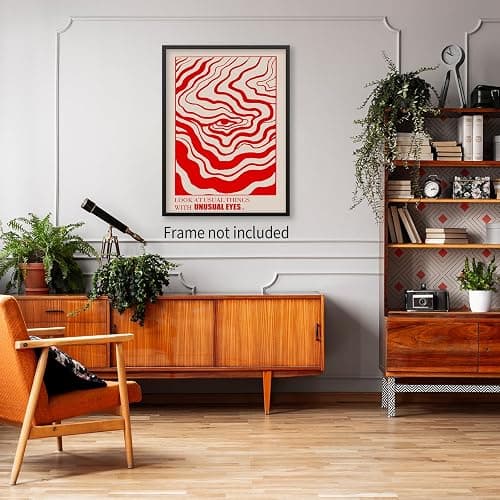 Medpol Retro Red Abstract Eye Canvas Wall Art Vintage Hippie Trippy Poster Affirmation Quotes Wall Decor 60s 70s Psychedelic Quirky Prints for Apartment 12x16 inch Unframed thumbnail 6