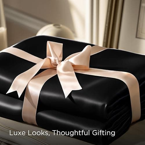 Bedsure Black Satin Sheets Queen Size - 4 Piece Silky Bedsheets with 15 Inches Deep Pocket Fitted Bedsheet,1 Flat Sheet, 2 Satin Pillowcases, Good for Hair & Skin (Queen, Black) thumbnail 8