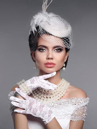 SATINIOR Lace Gloves for Women Tea Party Short Lace Gloves Courtesy Dressy for Cosplay Dinner Party Evening thumbnail 5
