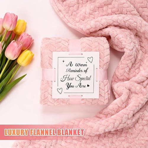 Mothers Day & Birthday Gifts for Women - Tova's Creations 13-Piece Strawberry Daiquiri Spa Gift Basket with 40 OZ Tumbler & Luxury Flannel Blanket for Mom, Wife, Grandma thumbnail 4