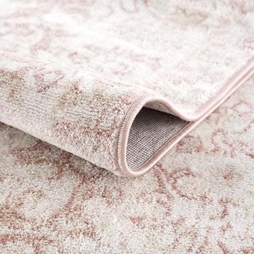 BoutiqueRugs Blush & Light Pink Collection Snead Bohemian Oriental Medallion Area Rug - Traditional Floral Carpet for Living Room, Bedroom - Blush, Pale Pink, Cream - 3'11" x 5'7" - 3'11" x 5'7" (Rectangular) - Pale Pink, Plum, Peach / Snead thumbnail 10