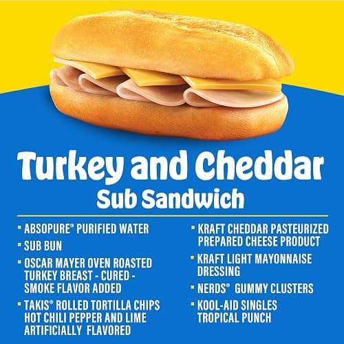 Lunchables Uploaded Turkey and Cheddar Sub Sandwich Snack Kit, 16.1 oz Box thumbnail 5