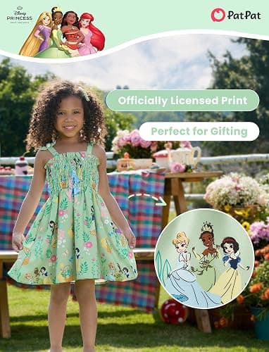Disney Princess Frozen Elsa Minnie Stitch Toddler Girl Dress Bow Tie Straps Smocked Summer Outfit Birthday Party Clothes 2-9Y thumbnail 3
