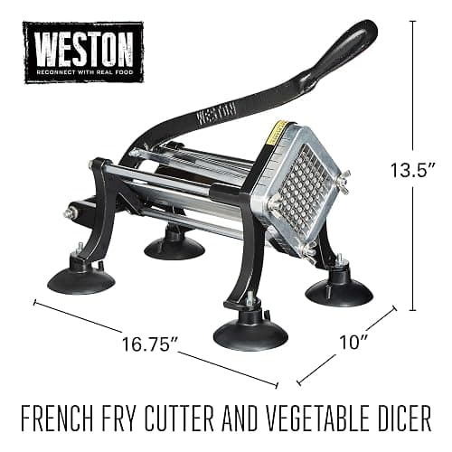 Weston Professional French Fry Cutter for Potatoes and Vegetable Dicer, 3/8” Stainless Steel Cutting Blade, Suction Cup and Wall-Mount Feet, Restaurant-Quality, Black (36-3550-W) thumbnail 3