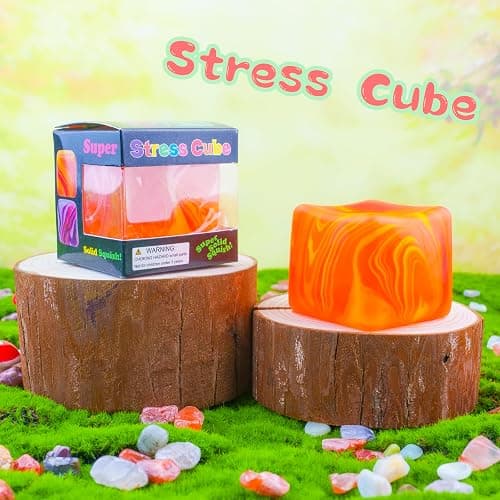 Slow Rising Stress Cube , Dough Stress Balls Soft Fidget Squishy Toys for Anxiety Relief, Pull Stretch Classroom Prize Party Favors Toys for Kids thumbnail 5