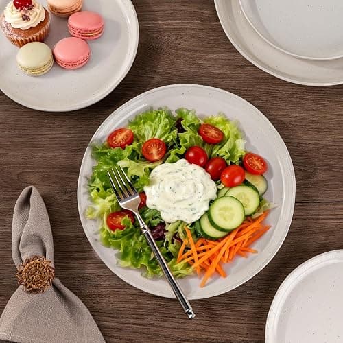 AmorArc Ceramic Dinnerware Sets, Handpainted Plates and Bowls Set with Rustic Terracotta Underside, Scratch Resistant Stoneware Dishes Set, Dishwasher & Microwave Safe thumbnail 4