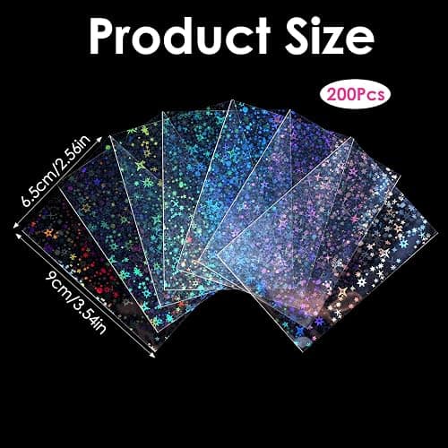 YBEATY 200 Pcs Laser Flashing Holographic Photo Card Sleeves Love Heart-Shape Transparent Waterproof Trading Card Protective Cover for Photo Card(Starry Sky Style) thumbnail 3