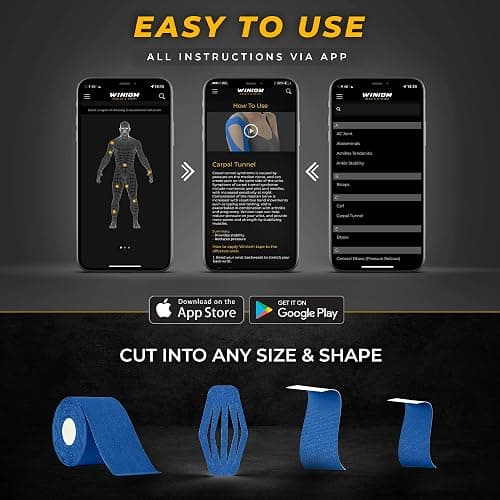 Kinesiology Tape-Incredible Support for Athletic Sports and Recovery+Free Taping Guide-Uncut 2 inch 16.4 feet Roll (Navy Blue + Free Taping Guide, Pack of 1) thumbnail 4