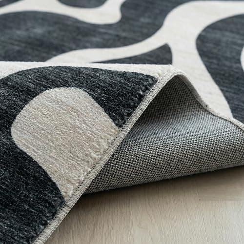 Rug Branch Elliot 7' x 10' (6'7" x 9'6") Black/White Abstract Wave Area Rug, Contemporary, Medium Pile, Stain-Resistant Carpet - Living Room, Bedroom, Dining Room, and Kitchen thumbnail 6