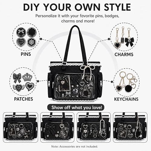 Ita Bag Cute Y2k-Style Itabag with a Transparent Display Window, Lace Shoulder Bag for Anime Badges, Pins and Charms thumbnail 3