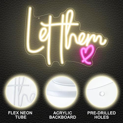 Let Them Neon Sign Dimmable Neon Signs for Wall Decor Inspirational LED Signs USB Light Up Sign for Bedroom Living Room Wall Decor Office Decoration thumbnail 5
