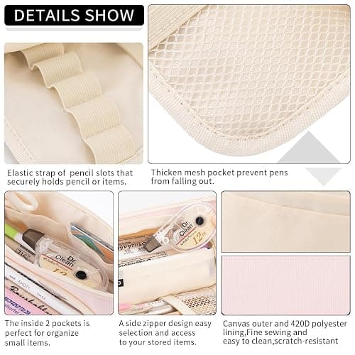 EASTHILL Big Capacity Pencil Case Pouch Pen Case Simple Stationery Bag School College Office Organizer for Teens Girls Adults Student thumbnail 4