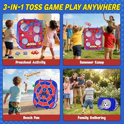 Spider Bean Bag Toss Game, 3-in-1 Cornhole Board Outdoor Toys for Kids, Family Party Activity Toddler Yard Backyard Beach Lawn Party Camping Game Toys for 3 4 5 6 7 8 Year Old Boys Girls Birthday Gift thumbnail 5