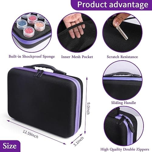 LYMUSUMI Diamond Art Storage Containers 60 Slots Diamond Painting Tool | Diamond Painting Accessorie Portable Bead Organizer Boxes for Adults（Purple） thumbnail 6