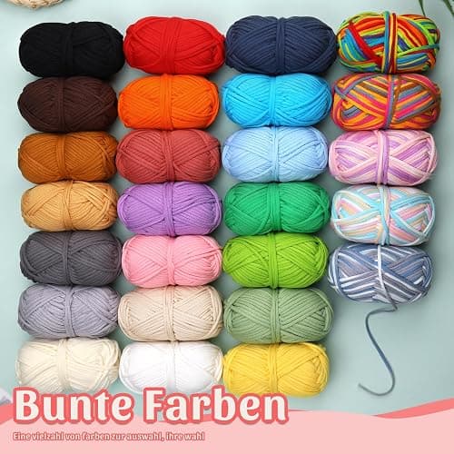 4 X 50g Häkelgarn Wolle zum Häkeln Dickes Garn Häkelwolle Crochet Yarn Chenille Wolle zum Häkeln gut Sichtbare Maschen, Dicke zum Häkelns Dickes Baumwoll-Nylon-Hellgrünes mit Häkelzubehör thumbnail 6
