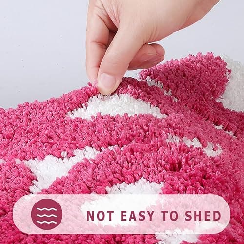 TOIVO You Look Good Bath Mat - Stylish Funny Pink Bathroom Rug with Cute Words, Absorbent & Non-Slip - 25x21 inch (RED) thumbnail 6