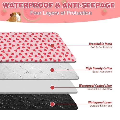 LWYMX 2 PCS Guinea Pig Cage Liner, Reusable Waterproof Guinea Pig Liner, Washable Small Animals Bedding, Super Absorbent Pet Pee Pads Guinea Pig Mats, Rabbit Mats for Cages (24 * 36 inch) thumbnail 5