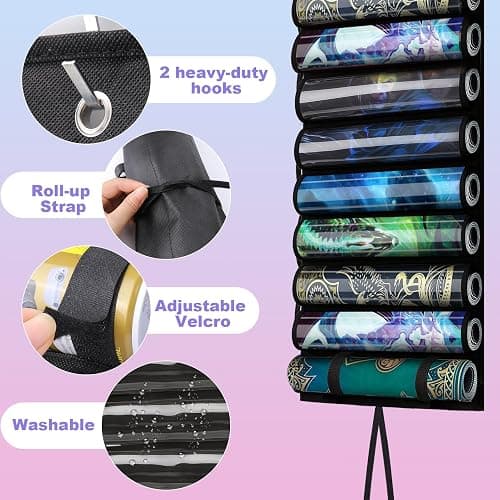 Mity rain 12+1 Playmat Tube Holder for MTG with Tube Slot, Hangable Playmat Holder Storage Bag, Transparent PVC Protection with Quick-Access Slots, Fits 24x14 Standard Mats Compatible with TCG/MTG thumbnail 6