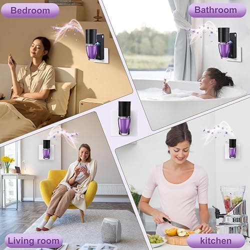 ROSSEX 2 PCS Wall Fragrance Plug in with Night Light and Oil Diffuser Plug with Upgraded Fragrance Concentration Control, Compatible with Bath and Body Works WallFower for Home, Black thumbnail 5