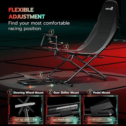 ARES WING Foldable Racing Simulator Cockpit, Racing Wheel Stand with Seat, Formula and GT Sim Driving Simulator Compatible with Fanatec, Thrustmaster, Logitech, Moza Games on PS5, PS4, Xbox and PC thumbnail 5