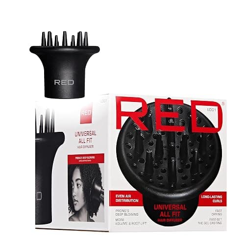 Red by Kiss Hair Dryer Diffuser, Heavy Duty Rubber Grip, Long Prongs for Volume & Root Drying, Compact Design Fits Most Dryers for Fast Drying & Shine Boost and Bouncy Curls - Image 1