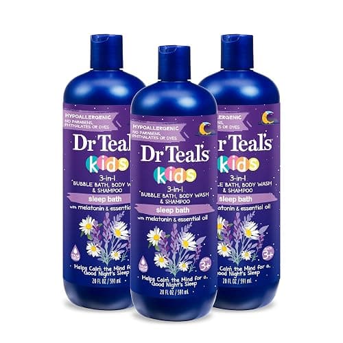 Dr Teal's Kids 3-in-1 Sleep Bubble Bath, Body Wash & Shampoo with Melatonin & Essential Oil, Lavender Scent, 20 fl oz (Pack of 3) - Image 1