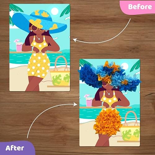 jackinthebox Poke Poke Art for Kids – Fashion Theme Dress Decorations for Princess, Winter, Monsoon, Hawai, Beach, Ballerina, Mess-Free Sewing Art for Kids, Gift for Girls and Boys Ages 4 5 6 7 8 - Fashion thumbnail 7